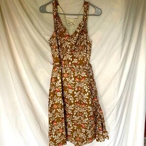 Floral Brown Sleeveless Dress